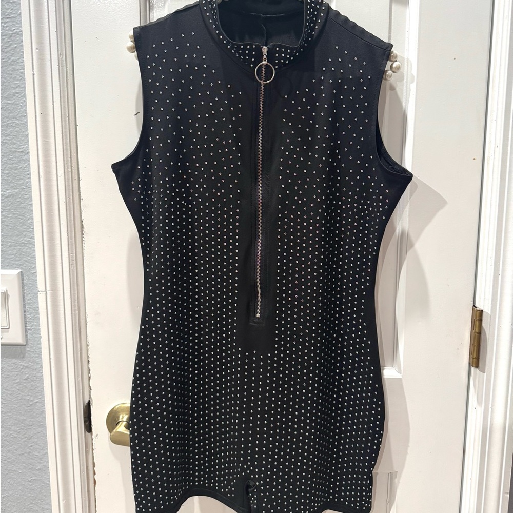 Black Sleeveless Dress with Silver Studs